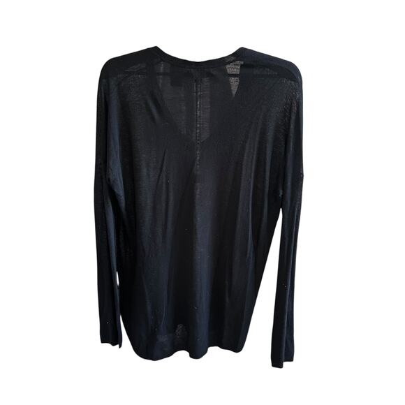 Vince Black Wool Blend V-neck Long Sleeves Shirt Women's Size Large | 5-8 - Picture 2 of 6